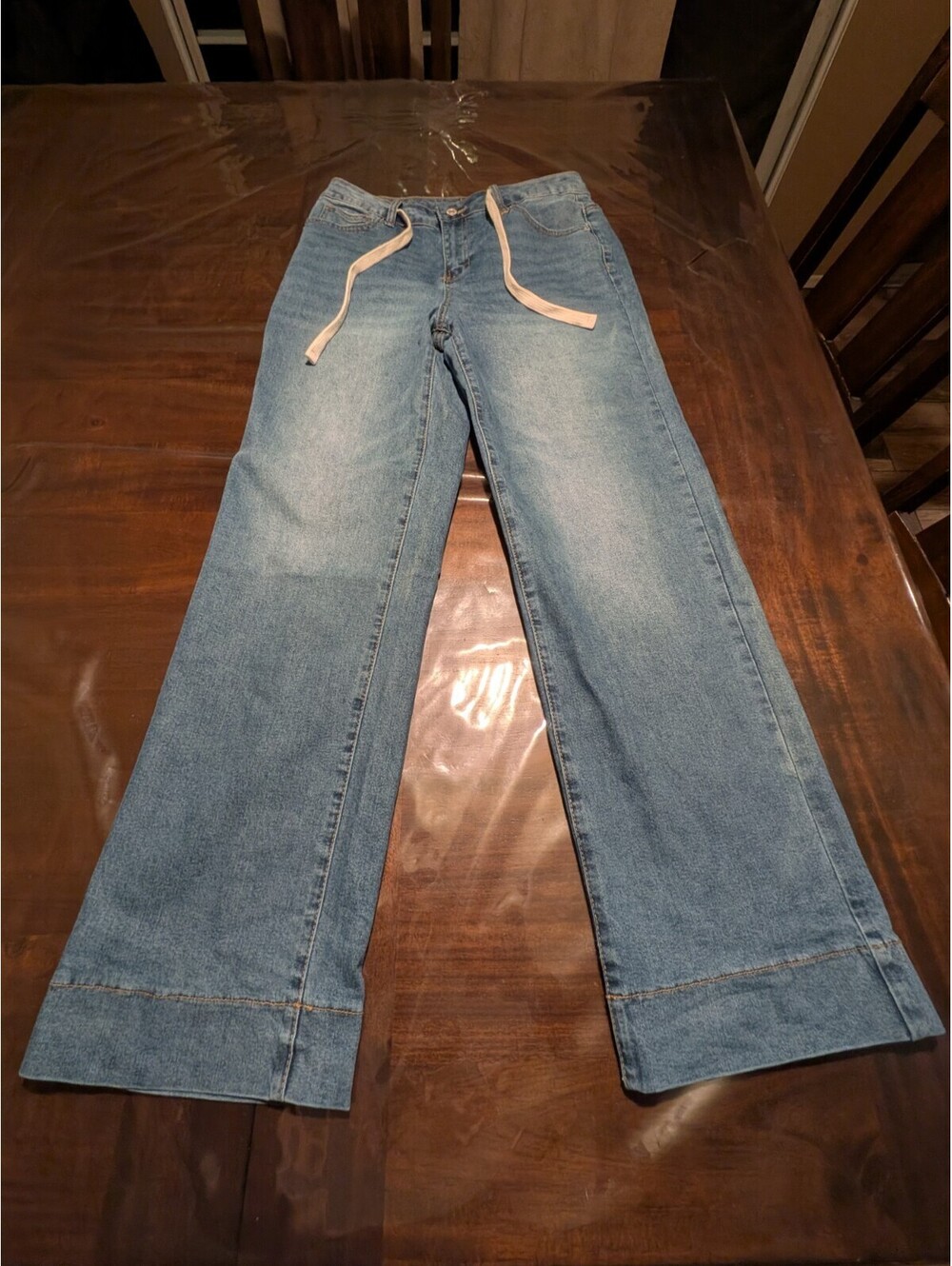 Sidefeel Women's Barrel Jeans Size 11 With Draw String. 11x30